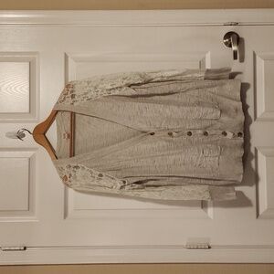 Lace sleeve button front cardigan